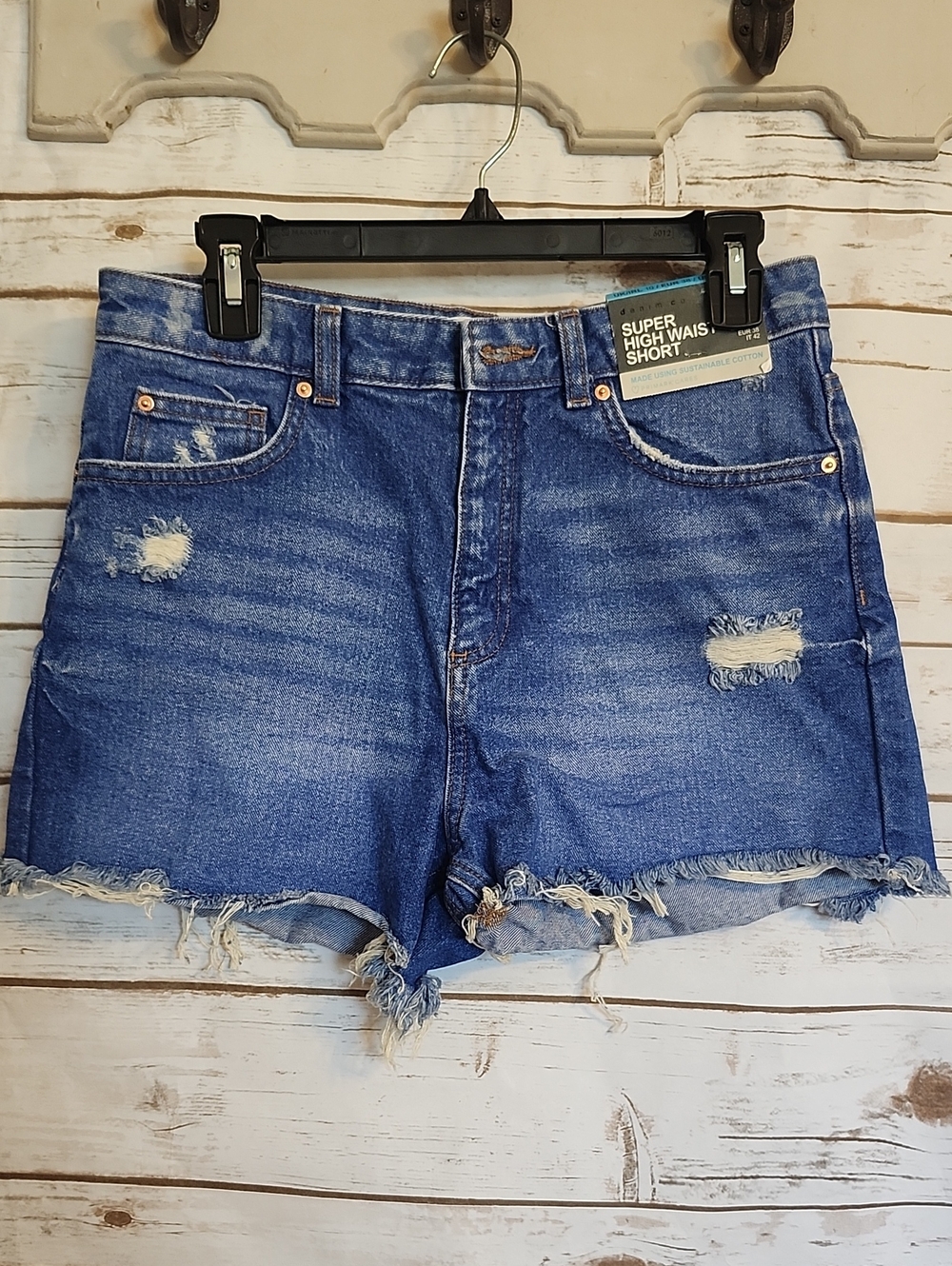 Primark Super High Waist Distressed Denim Shorts - Blue Size 6 - NWT